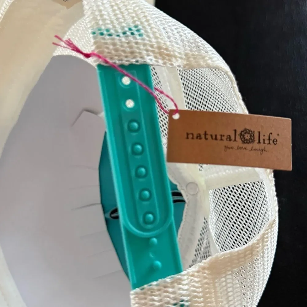 Surf Hat~  Natural Life surf logo with micro floral bohemian beach time cap NWT